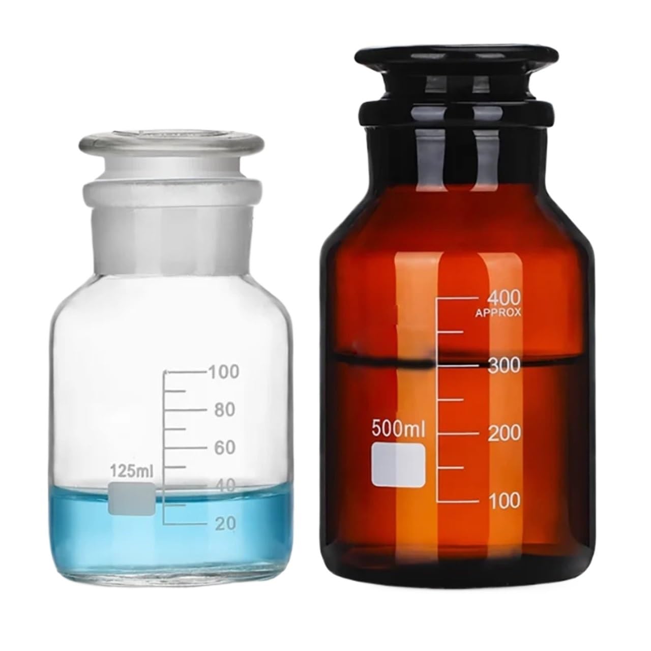 Botella de boca ancha, botella de reactivo de boca grande, botella de vidrio sellada de boca esmerilada transparente marrón for laboratorio(250ml brown)