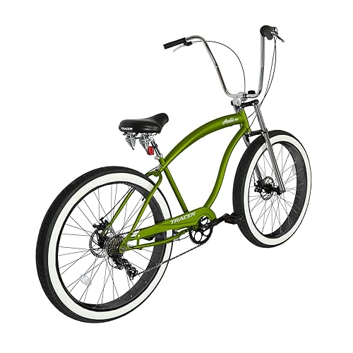 Bicicleta Tracer 1 Cruiser Playera, 7 velocidades con frenos de disco, ruedas de 26 pulgadas, color verde miniatura 3
