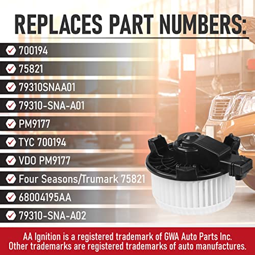 image for AA Ignition AC Heater Blower Motor - Compatible with Honda Civic & Jee