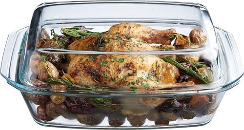 Simax Large Glass Casserole Dish, Oven Safe Cookware With Lid, Ob...