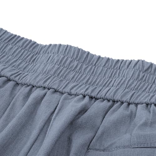Image of Belle Poque Women Bermuda Shorts Elastic Waist Wide Leg Shorts with Pockets & Belts