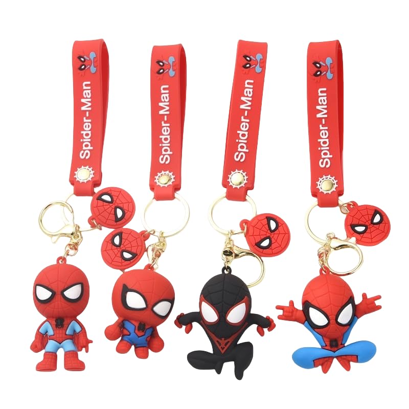 TOCKFIT 4pcs spider cartoon spider keychains suitable for both girls and boys. Kawaii keychains which can be used as backpack keychain accessories wrist chains or car ornaments.