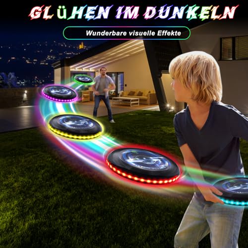 IEEILULU LED Frisbee, Frisbee mit Licht, Leuchtende Frisbee mit 12 Lichteffekte, Wiederverwendbar, LED Frisbee Disc Spaßsport für Kinder Erwachsene Rasenstrand im Freien