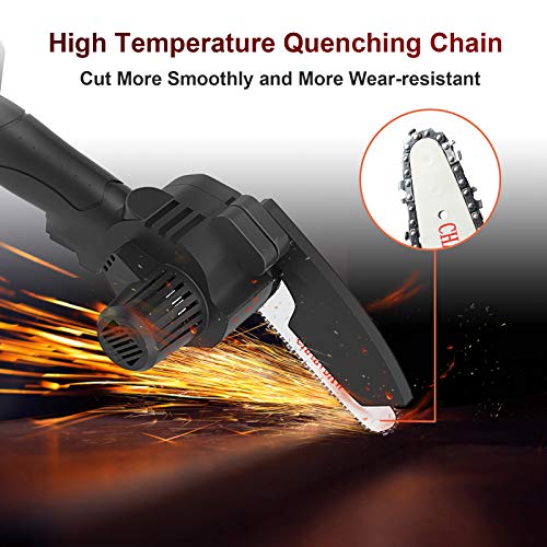Mini Chainsaw, RIRGI 4-Inch Cordless Power Chain Saws, Pruning Shears Chainsaw, Portable 26V Electric Chainsaw, Household Small Handheld Electric Saw for Wood Cutting, Tree Pruning and Gardening
