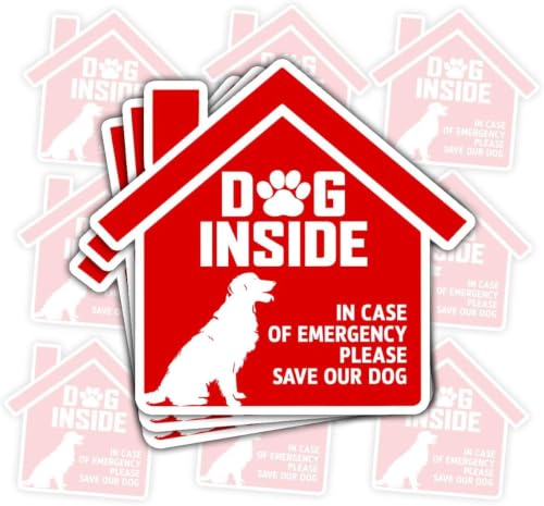 Image of (3Pcs) Dog Inside Fire Sticker, Dog Inside in Case of Emergency Please Save Our Dogs Decal, Pet Emergency Stickers, Sticker Waterproof for Home, Door, Decal 5 inch (Normal, 5in)