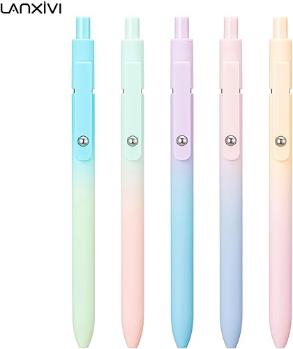 Miniatura 6 de Lanxivi Juego de 5 bolígrafos de gel de tinta negra, punta media de 0.028 in, bolígrafo de escritura suave para diario y firma