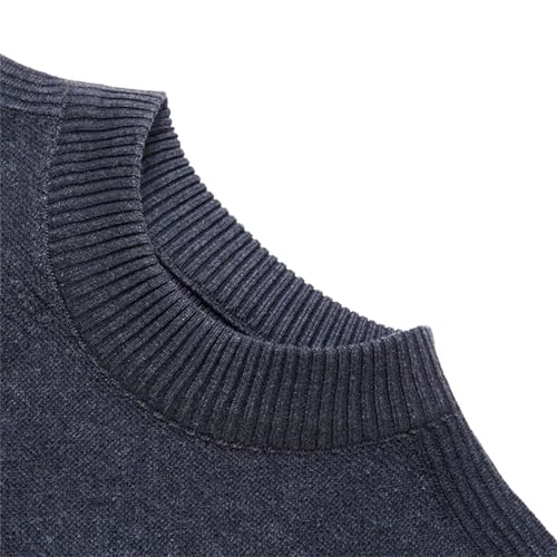 Men'S O-Neck Long-Sleeved Knitted Sweater Pullover Thick Autumn and Winter Solid Color Warm Casual Sweater4