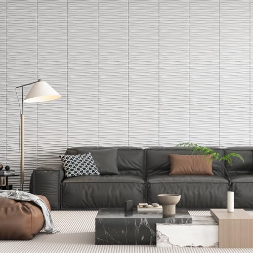 Image of Art3d PVC Wavy Textured 3D Wall Panels, 15.7 x 11.8 Inch, 24-Pack, White