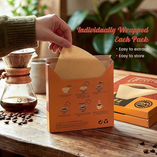 Image of #4 Coffee Filters 100 Count, Unbleached Cone Coffee Filters 8-12 Cup