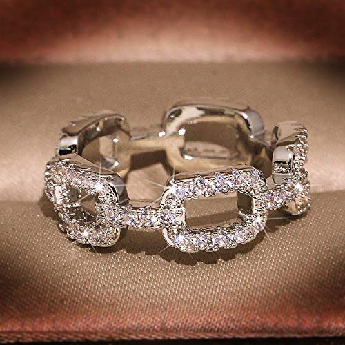 Image of KOICCVQQ Fashion Full Diamond Covering Ring Aristocrat Charming Temperament Exquisite Shiny Ring Boho African Faux Jewelry Tourist Souvenir Simulated Compressed Water Drill Ring Trinket Size 8
