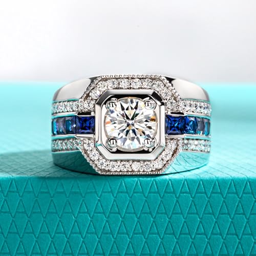 AnuClub Moissanite Wedding Rings for Men 2.68cttw D Color VVS1 925 Sterling Silver Engagement Promise Anniversary Band Ring with Certificate2