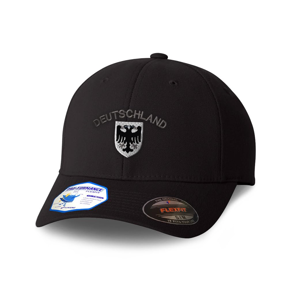 Flexfit Cap für Damen & Herren bestickt Deutschland Schwarz Deutscher Adler Deutschland Flexfit Hüte Baseball Caps