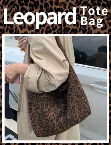 Bolso Tote con Estampado de Leopardo Marrón miniatura 3