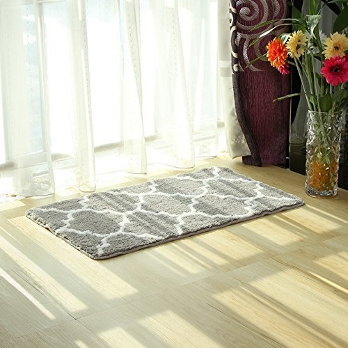 IMIEE Trusoft Lattice Design Bath Rug, 21x34 Inch, Grey