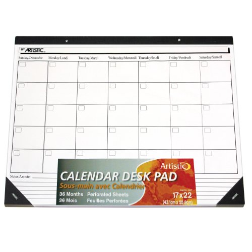 Artistic Office Products Undated Monthly Calendar Desk Pad Planner, Schedule and Write Notes, Protects Desktop from Scratches and Spills, 36 Sheets, 17