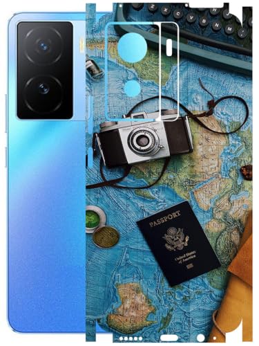 Image of AtOdds - Full Body Back Screen Guard Protector Film - Lamination Wrap Skin Sticker Compatible with IQOO Z7 (5G) | Scratchproof Matte Finish (Travel Map)