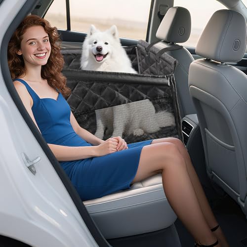 GSYJMRH 【バージョン更新】ペットドライブシート 後部座席 犬 車 シート 底板入り 型崩れし り畳み可能 車犬カーシート 耐摩 滑り止め 汚れ防止 折り畳 収納に便利 犬用・猫用 すべての車種に対応 犬用旅行用品 全犬種対応 (60×60×55cm