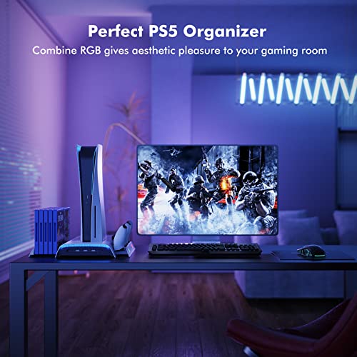 KIWIHOME PS5 Ständer mit Lüfter und Dual-Controller-Ladestation, PS5 Vertikaler Standfuß für PS5 Konsole, PS5 Lüfter mit… – Bild 7