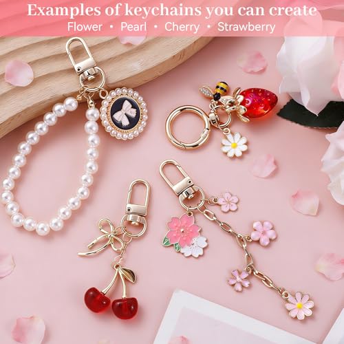 Image of Wurosi 773 Pcs Beaded Keychain Making Kit, Bag Charm Kit, with Chains, Charms & Letter, Key Chain Hooks, Jump Rings, Manual, Gift Bgas, Storage Box & Tools, DIY Crafting and Jewelry Making for Adult