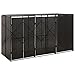 Produktbild vidaXL Mülltonnenbox Müllbox Mülltonnenverkleidung Mülltonnenhaus Gartenbox Müllcontainer für 3 Tonnen Schwarz 207x80x117cm Poly Rattan