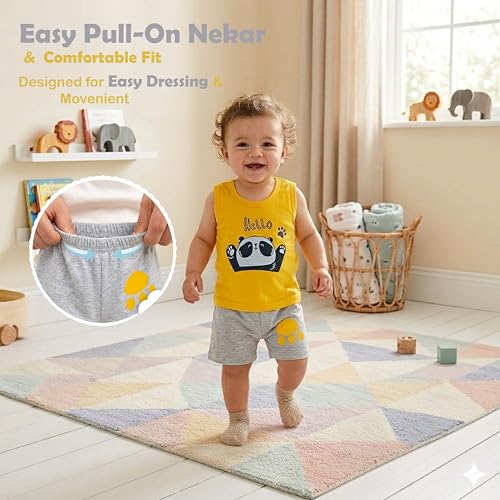 Image of Infantbond Baby Boy's and Girl's Cut Sleeve T-Shirt and Short Combo 100% Cotton Clothing Set(Combo Of 2)