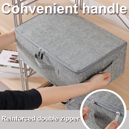 ENUMAIL 2er Set Faltbarer Ordnungsboxen mit Deckel, Aufbewahrungsbox mit Griff, Kleiderschrank Aufbewahrungstasche Kann im Schlafzimmer, Wohnzimmer Verwendet Werden, 38×26×15cm, Grau