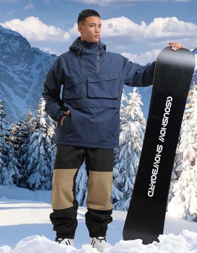 GSOU Men's Ski Jacket and Snowboard Coat Winter Outdoor Sports Waterproof Windproof Hoodie