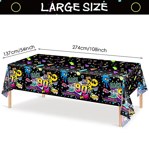 Tegeme 3 Pcs 90S Plastic Party Table Cover Back To The 90'S Tablecloth 90S Birthday Party Decoration The 90'S Hip Hop Party Supplies Throwback Birthday Party Decor For Room Kitchen 54 X 108 Inch thumb #1
