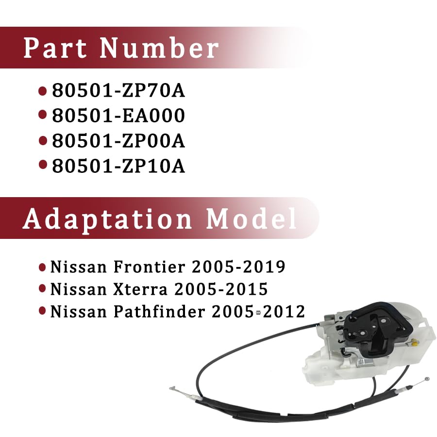 Image of Front Left Driver Side Door Lock Latch Actuator Compatible with 2005-2019 Nissan Frontier 80501-ZP70A,80501-EA000