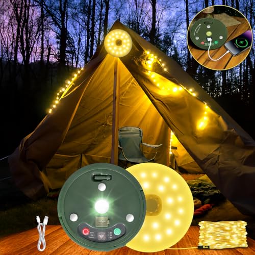 Image of XERGY Camping LED String Lamp + Light | USB Type-C Output Powerbank | 3000mAh | USB Rechargeable | Magnetic | 14 Light Mode | Timer | Waterproof Portable Hanging for Outdoor Hiking, Party, (10Mtr)