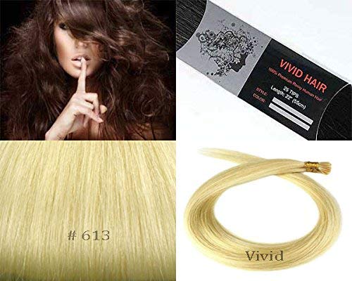 25 Strands Straight Micro Ring Links Locks Beads Keratin Stick I Tip Human Hair Extensions Color # 613 Platinum Blonde
