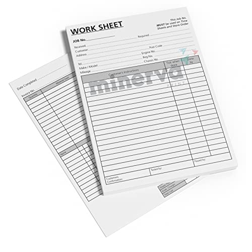 Garage Workshop time Cards Estimate costings Repair mot Job Card time Sheets A5
