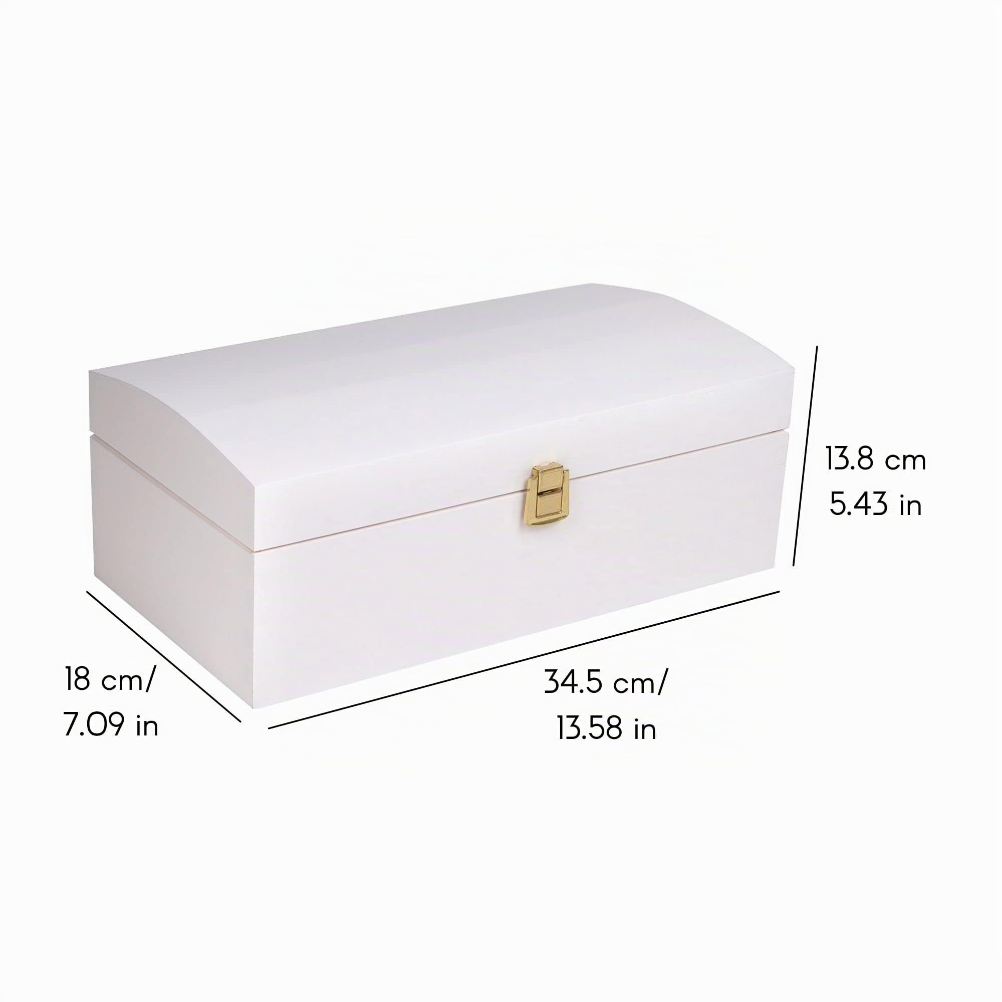Creative Deco Scatola Bianca con Coperchio Arrotondato e Serratura 34.5 x 18 x 13.8 cm
