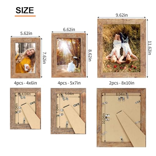 Picture-Frames-10-Pack-Gallery-Wall-Collage-frame-with-Two-8×10-Four-5×7-Four-4×6-Photo-Frame-set-for-Hanging-or-Tabletop-Display-Real-Glass-Rustic-Brown Picture Frames 10 Pack Gallery Wall Collage frame with Two 8×10 Four 5×7 Four 4×6 Photo Frame set for Hanging or Tabletop Display Real Glass Rustic Brown