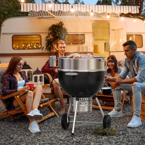 onlyfire BRF-6003 BBQ Fleischklammer Fleischnadel mit Feststellschraube für Durchmesser von Drehspieß Grillspieß 13 mm und Kleiner, Verchromtem Eisen