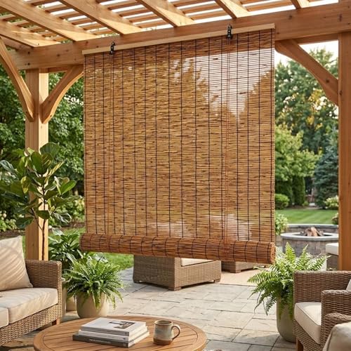 Persiana Enrollable Estores de Bambú Protección Solar Natural Persianas de Caña Protección de la Privacidad para Exterior Ventana Balcón Jardín 40 80 150 185 240 300cm