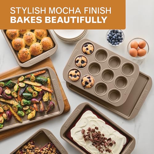 Image of Farberware Bakeware Warp Resistant, Dishwasher Safe, 9-Inch x 13-Inch Rectangular Cake Pan - Mocha