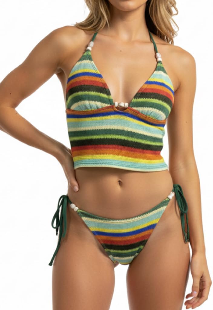 ZAFUL Womens Tankini Swimsuits Halter V Neck Tummy Control Swimwear High Cut Tie Side Bathing Suit 2026