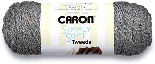 Caron Simply Soft Tweeds Yarn (4) Medium Gauge 100% Acrylic - 5oz - Gray - Machine Wash & Dry
