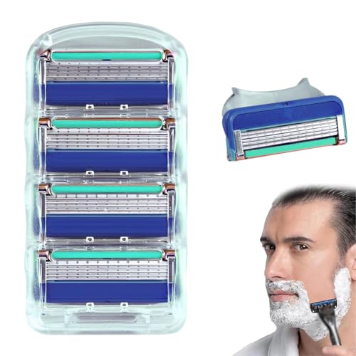 MWUMRCM Cuchillas de Afeitar Hombre, Paquete de 4 Cuchillas de Recambio, Cuchillas de Afeitar para Recambio,5 Capas de Hojas de Precisión, para Hombre Afeitar