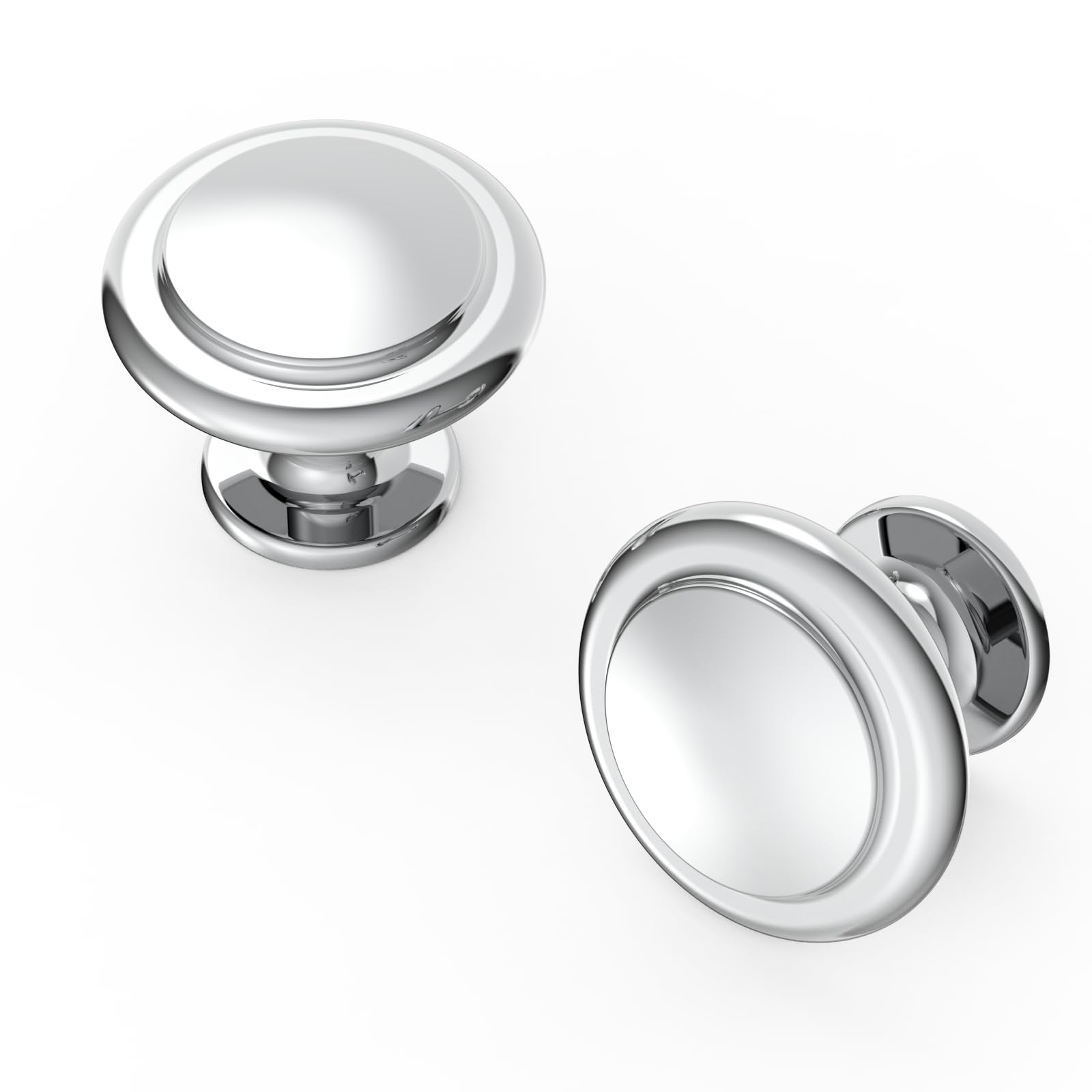 Amerdeco 10 Pack 1-1/4 Inch Polished Chrome Cabinet Knobs for Kitchen, Bathroom, Closet, Cupboard
