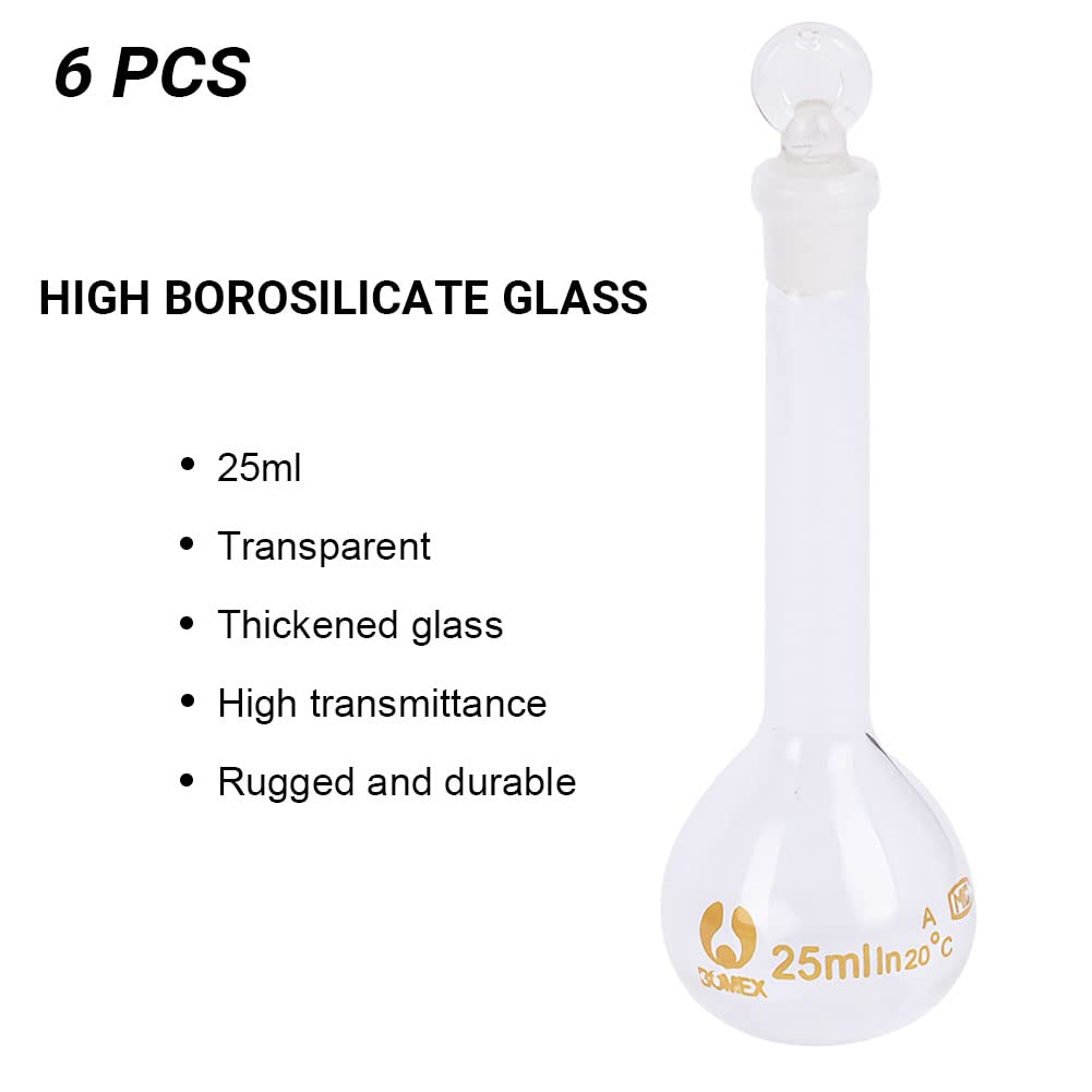 Volumetric Flask, Globe Glass, 5mL, Class A, to Contain (TC), 3.3 Borosilicate Glass, ASTM E288, 6/Box