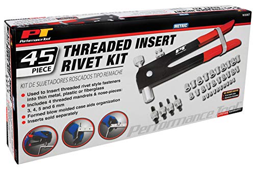 Performance Tool womens Mm 45pc Threaded Insert Rivet Kit, Unpainted, MM Threaded Insert Rivet Kit US2