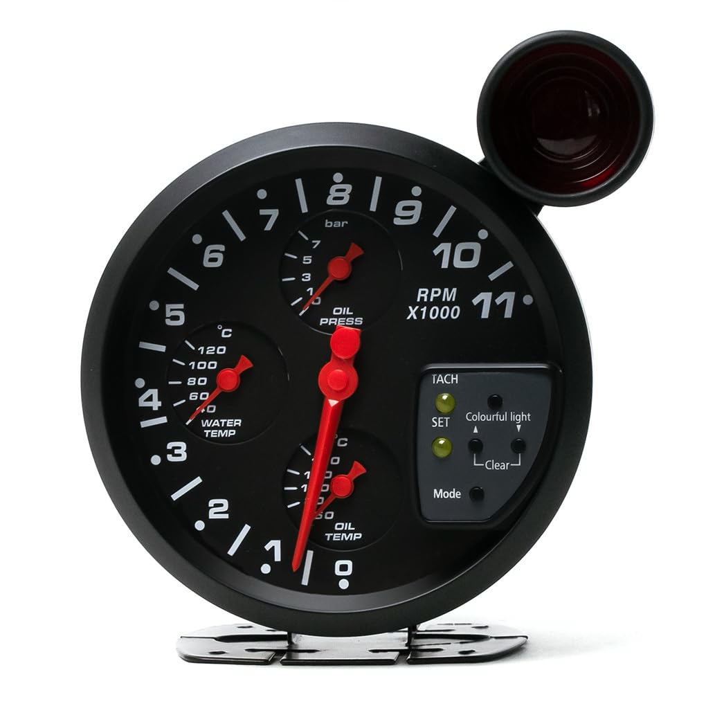 5 Gauegs Tachimetro 4 in 1 Strumento di precisione con display digitale di facile lettura per meccanici e appassionati di auto Accurato, Bianco