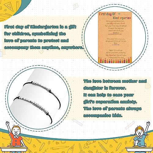 Image of Back to School Supplies, First Day of Kindergarten Bracelet, Back to School Bracelet Mommy and Me, Prek Matching Wish Bracelets Set, Adjustable Bracelet for Boys Girls Gifts Stuff Bulk
