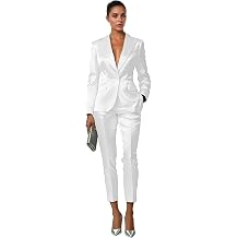 Satin 2 Pieces Women Formal Long Sleeve Pant Suit 2026 | One Button Blazer, Long Sleeves, Cropped Pants, Lustrous Satin Fabric, Peak Lapel, Basic Office Work Suit, Business Casual