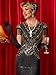RRYIO Flapper 1920s Dresses for Women,Crew Neck Great Gatsby Dresses with Sleeve Roaring 20s Dress for Harlem Nights (Black Gold, S)