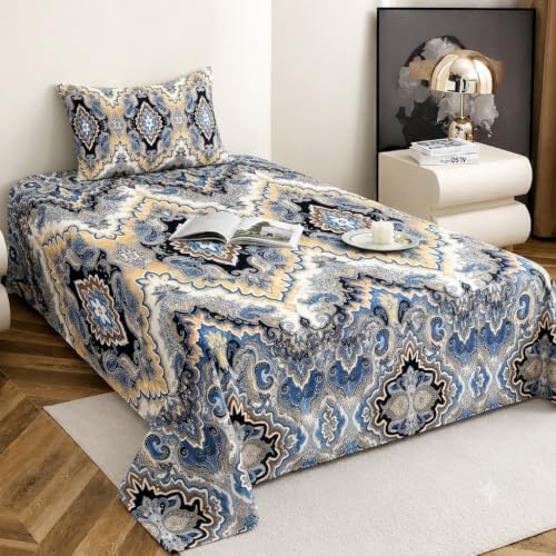 Image of IVAZA 260 TC Soft Ezyption Cotton Floral Single Bed Sheet - Single bedsheet with 1 Pillow Cover Hypoallergenic, Brethable, (Size- 90 x 60 Inch Jet Black