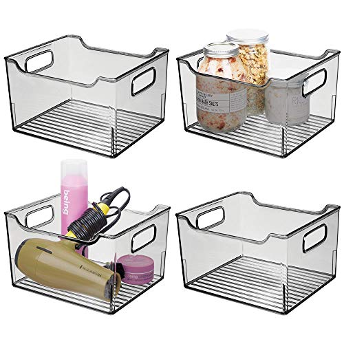 mDesign Deep Plastic Bathroom Vanity Storage Bin with Handles - Organizer for H