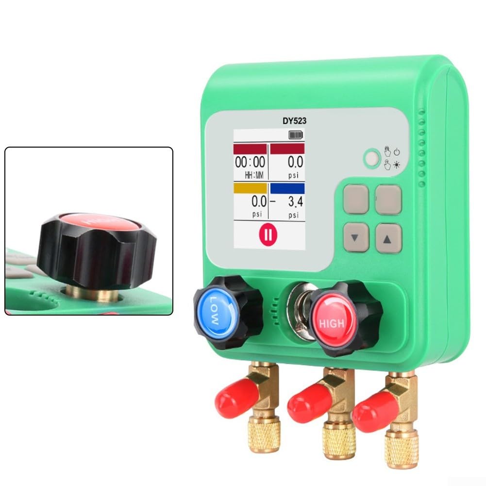 Manómetro digital de presión de vacío para HVAC R12 R22 R134A interfaz de metal con gancho plegable, herramienta de diagnóstico de CA precisa para reparación de automóviles y hogares